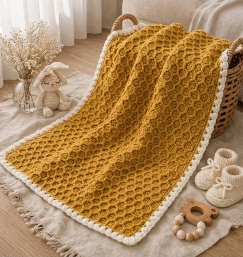 Waffle Stitch Baby Blanket