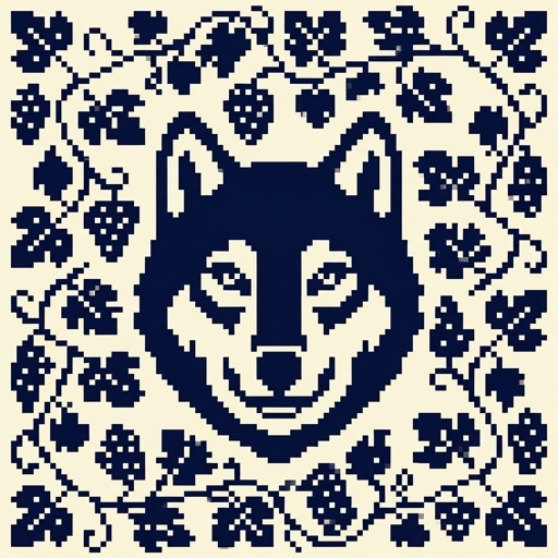 Stitch chart guide image for Howling Wolf & Grapevine Colorwork Throw