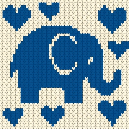 Stitch chart guide image for Little Herd — Textured Elephant & Hearts Baby Blanket