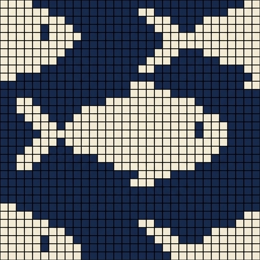 Stitch chart guide image for Shoal of Fish Dishtowel