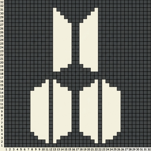 Stitch chart guide image for Negative-Space ARMY / BTS Logo Tee